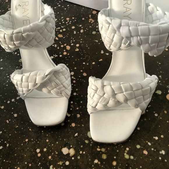 RAYE Jordan Heels White Woven Leather Square Toe Revolve 7.5 $228 - Picture 5 of 8